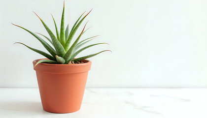 Fototapeta premium a red terracotta pot with Snake Plant, Spider Plant, Peace Lily, Aloe Vera, Pothos, Rubber Plant, ZZ Plant, Philodendron, Succulents, Fern pot, on a white surface and white background