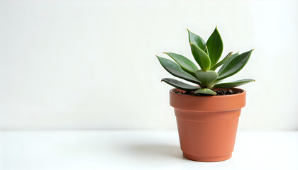 Obraz premium a red terracotta pot with Snake Plant, Spider Plant, Peace Lily, Aloe Vera, Pothos, Rubber Plant, ZZ Plant, Philodendron, Succulents, Fern pot, on a white surface and white background
