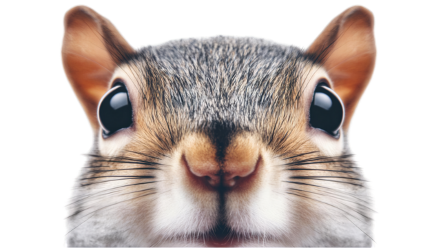Close Up Portrait Of A Squirrel With Detailed Fur And Transparent Background