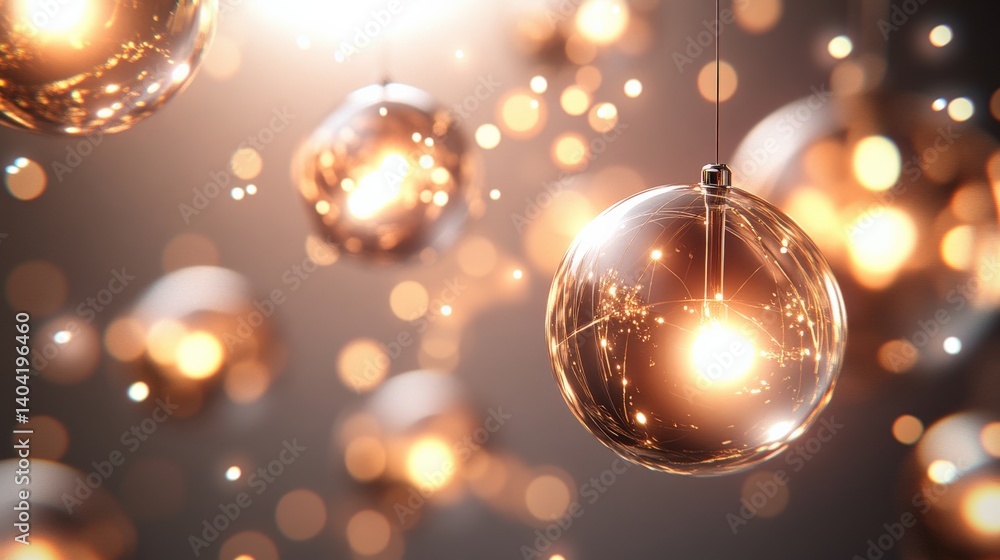 Poster glowing orbs of light suspended in the air, creating a magical atmosphere with bokeh effects