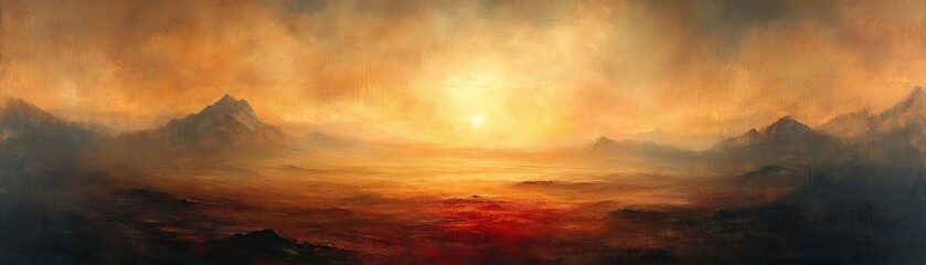 Obraz premium A breathtaking view of a sunrise over mountains, painting the sky with vibrant colors. The scene evokes a sense of peace and grandeur.