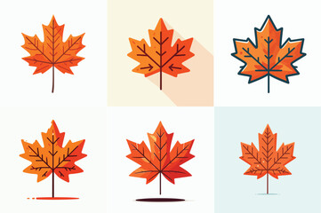 Simple vector illustration of an orange maple leaf in flat design