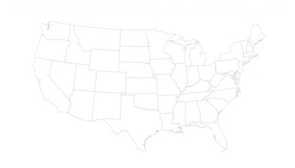 Fototapeta premium Abstract Dotted Line Map Of The United States