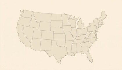 Beige Dotted Line United States Map Illustration