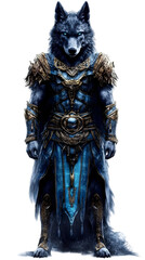 Blue Wolf Warrior Illustration On Transparent Background Isolated Design