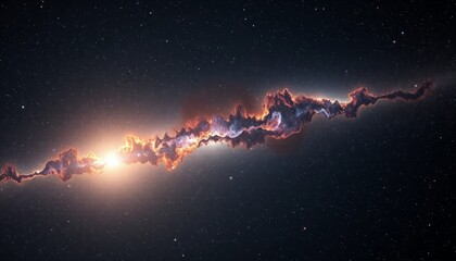 Cosmic Nebula Displaying Vibrant Colors Orange, Purple, and Red Gaseous Clouds