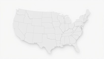 Grey Dotted Map Of The United States On A White Background