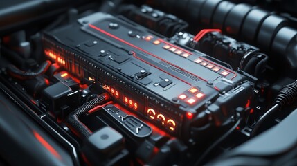 Futuristic Engine Core with Glowing Elements in a Sci-Fi Environment