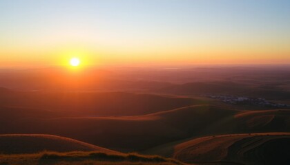 Scenic Sunset Over Rolling Hills