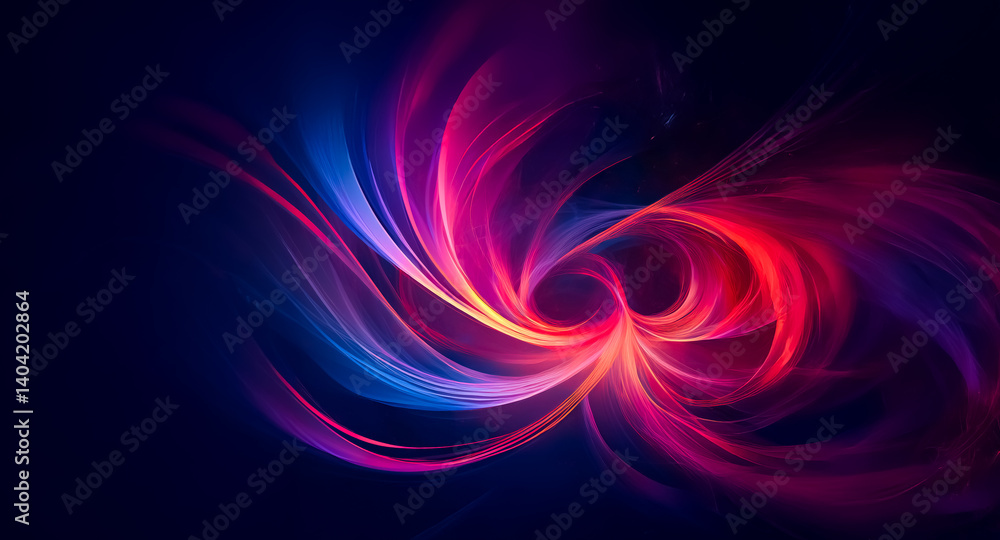Poster a vibrant swirl of light, hints of color dance against a dark background. the energy radiates outwar