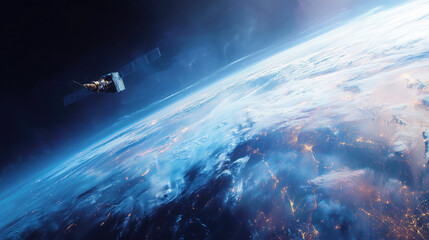 An satellite in orbit above the Earth