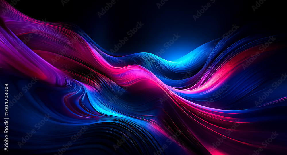 Poster here's a description based on the image, followed by the keywords: abstract flowing forms of pink an