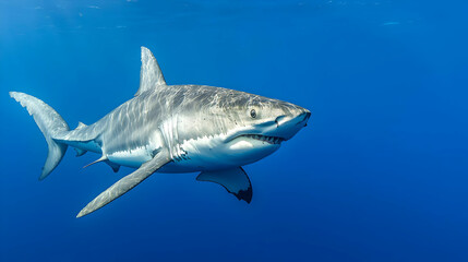 Fototapeta premium Powerful Great White Shark Underwater
