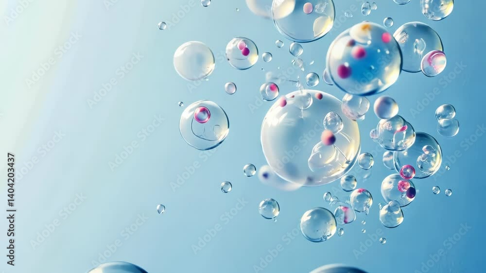 Poster bubbles floating gracefully in a serene blue atmosphere creating a whimsical and dreamlike ambiance 