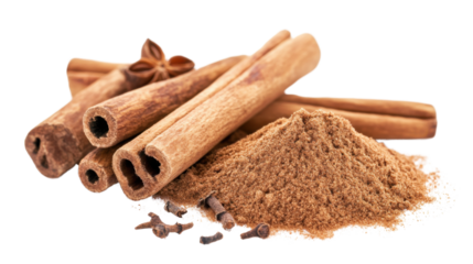 cinnamon sticks on white background