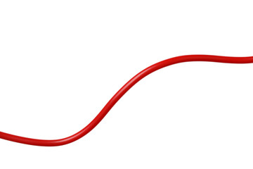 One red electrical wire isolated on white