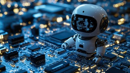 Artificial Intelligence Robot Ascends from the Computer Circuit Board Realm