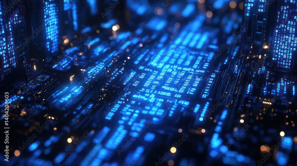 Aufkleber futuristic digital circuit board rendering, advanced technology and connection