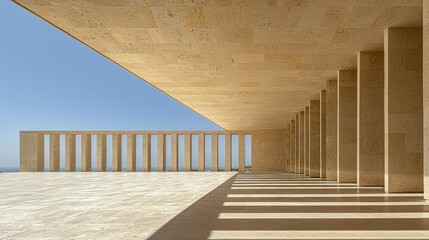 Obraz premium Stone structure open to the sky with beams of light and a minimalist design