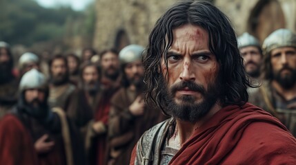 Fototapeta premium Jesus Christ on Jerusalme facing the Roman Empire