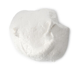Delicious homemade meringue cookie isolated on white, top view