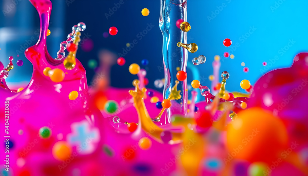 Wall mural group of colorful objects floating in the air