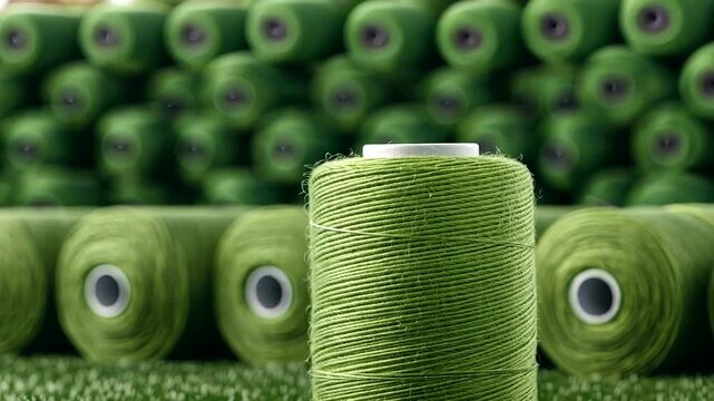 Green thread spool factory floor