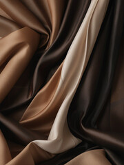 Obraz premium Elegant Silk Satin Fabric Background with Mocha Mousse 2025 Gradient, Drapery Flow, and Soft Neutral Tones