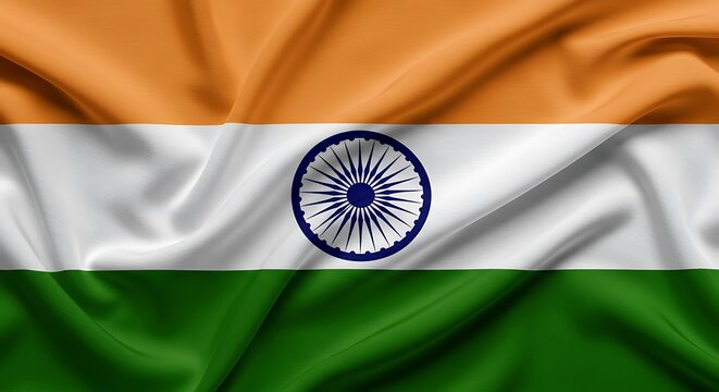 Vibrant silk texture displaying the tricolor flag of india in its glory
