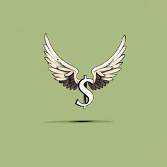 Fototapeta premium Dollar Sign with Wings Flying Upwards