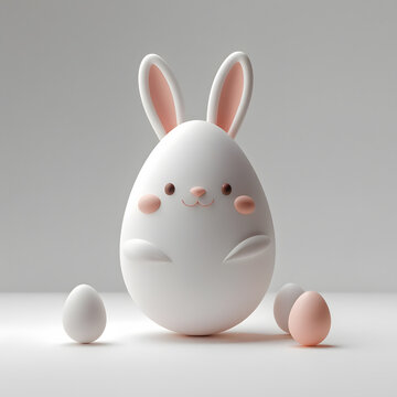 white easter egg bunny