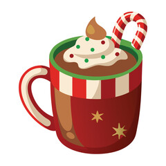 Christmas hot cocoa isolated on white background