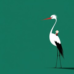 Obraz premium Baby Carried by Stork