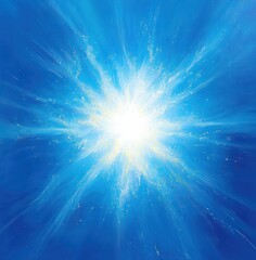 White Sun Graphic Design on Blue Square Background Spiritual Awakening Religion