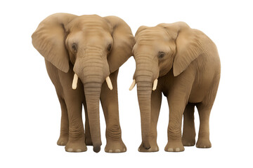 Fototapeta premium Two elephants standing together, transparent background