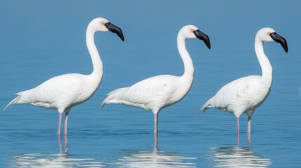 Obraz premium Elegant White Birds Standing Gracefully in Calm Water Environment