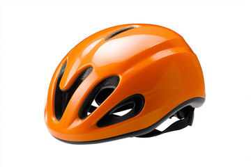 Bright orange bicycle helmet designed for safety and comfort during rides in urban settings