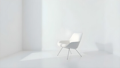 white chair sitting in a white room