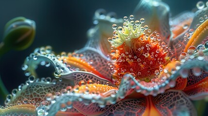 Detailed close-up image capturing fine botanical veins and plant structures