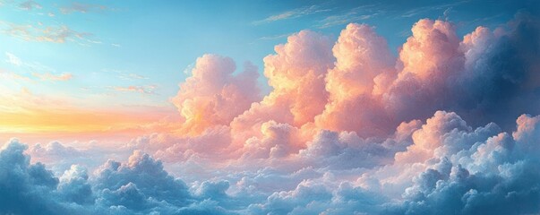 Watercolor Blue Background with Cloudy Texture and Grunge Marble Effect Soft Fog and Nebulous Lighting in Pastel Colors for Web Banner