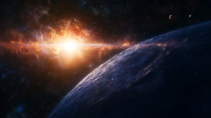 Obraz premium Stunning astronaut exploring colorful cosmic nebula and glowing stars high resolution image