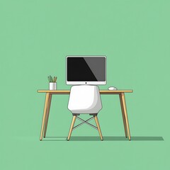 minimalist office desk with sleek computer