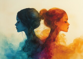 Watercolor Telepathy Empathy Emotional Support Communication Mind Connection