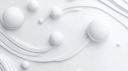 Abstract white 3D shapes, flowing lines, modern design