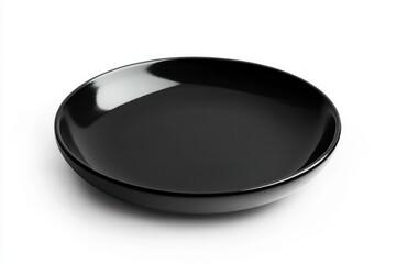 Minimalist Black Plate on White Background Photorealistic Asymmetrical Composition