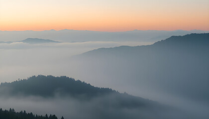 Fototapeta premium view of a mountain covered in fog