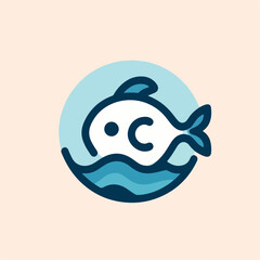 cute fish logo image vector