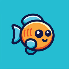 Naklejka premium cute fish logo image vector