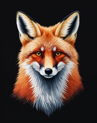 Obraz premium Fox portrait view on plain black background