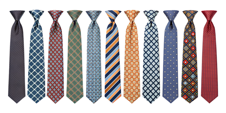 various ties isolated on transparent background